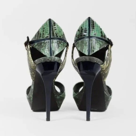 Roger Vivier Green Snake Cut Out Platform Heels - Picture 3 of 10